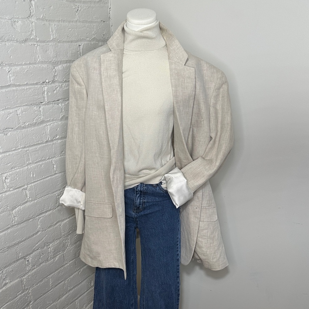 Vintage Haspel Natural Linen Blazer, Menswear Fit, Two Buttons